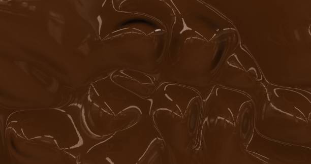 istock Liquid hot chocolate background. Melted dark chocolate texture 3D rendering . Glamour silk backdrop animation. 3D illustration 1219485943