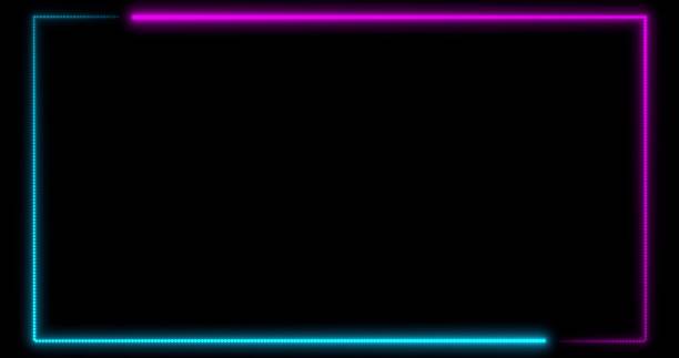 istock Neon background with LED frame screens. Fluorescent abstract blue, purple color. . 3D illustration 1219485945
