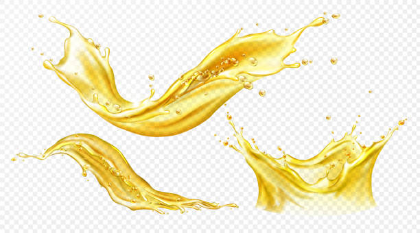 ジュースや黄色の水のベクター現実的なスプラッシュ - oil点のイラスト素材／クリップアート素材／マンガ素材／アイコン素材