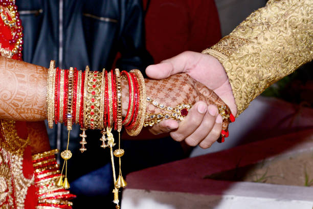 istock Bride & Groom Hand's Together in Indian Wedding 1219487221