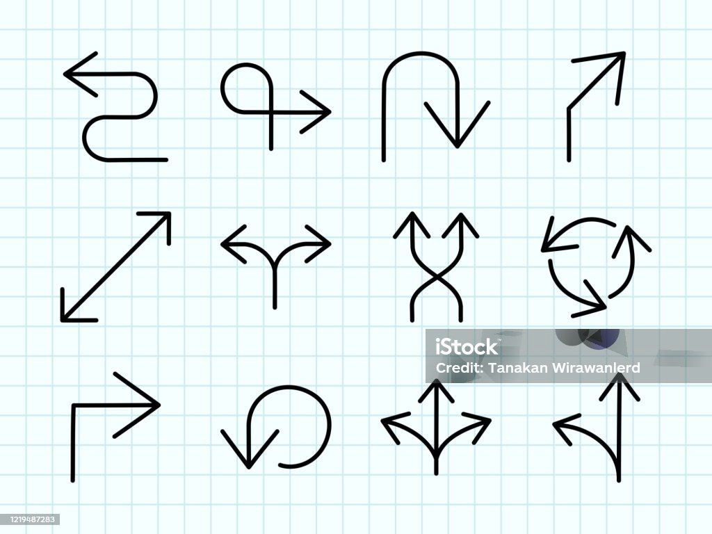 Dessin De Griffonnage De Symbole De Flèche Vecteurs libres de droits et ...