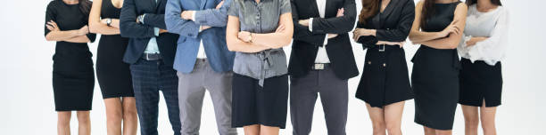 istock Business people standing arms crossed hand with trust teamwork 1219487691