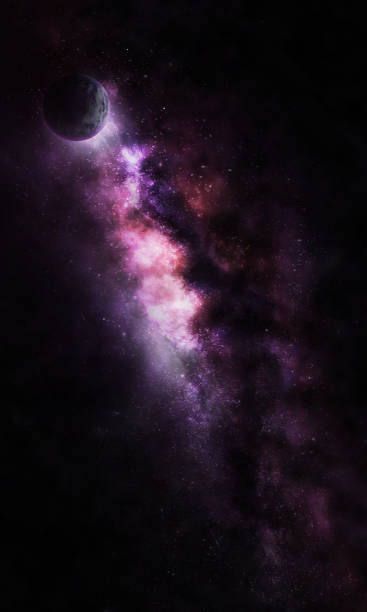 istock abstract space illustration, 3d image, planet in space in the pholetic star radiance, eclipse 1219490314