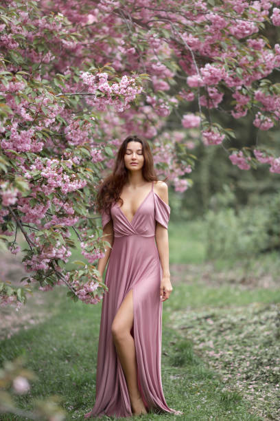 istock Woman at Blossoming Sakura Tree on Nature 1219493896