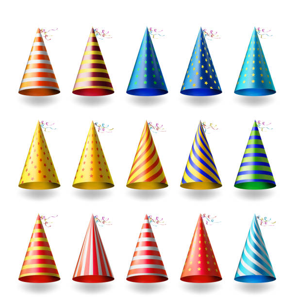 istock Colorful party hats. Realistic different festive headwear 1219499240