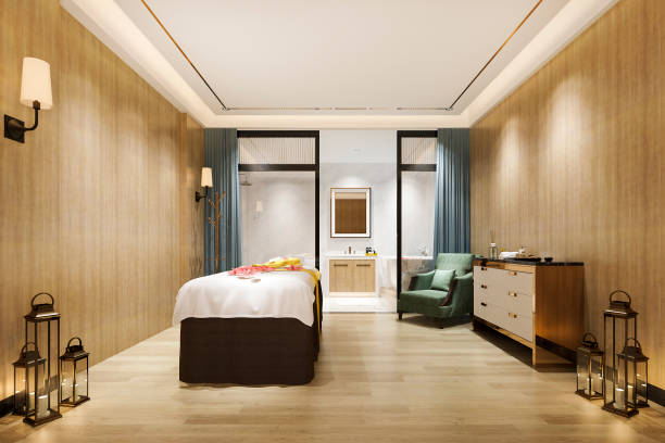 istock 3d rendering spa and massage wellness in hotel suite 1219502732
