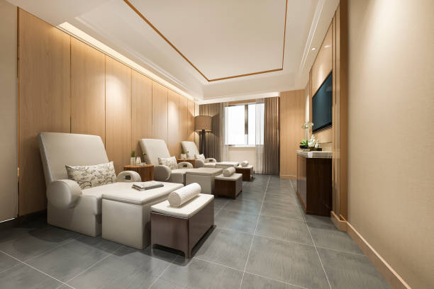istock 3d rendering spa and massage wellness in hotel suite 1219502734