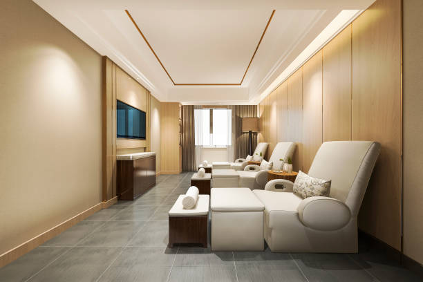 istock 3d rendering spa and massage wellness in hotel suite 1219502738