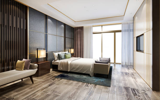 istock 3d rendering luxury classic modern bedroom suite in hotel 1219502742