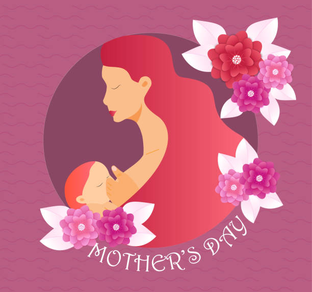 istock Happy Mother's Day greeting card vector. Blossom pink flower with white leaves on the texture background. 1219503779