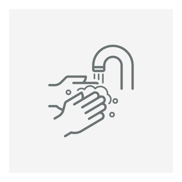 Hand washing vector line icon Hand washing vector line icon,vector illustration.
EPS 10. hand water pump stock illustrations