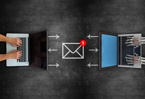 Concept of email receiving and sending on blackboard