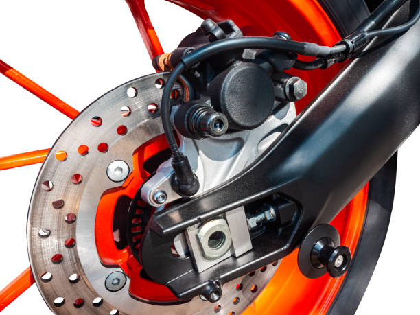 istock Closeup motorbike disc break system. 1219506638