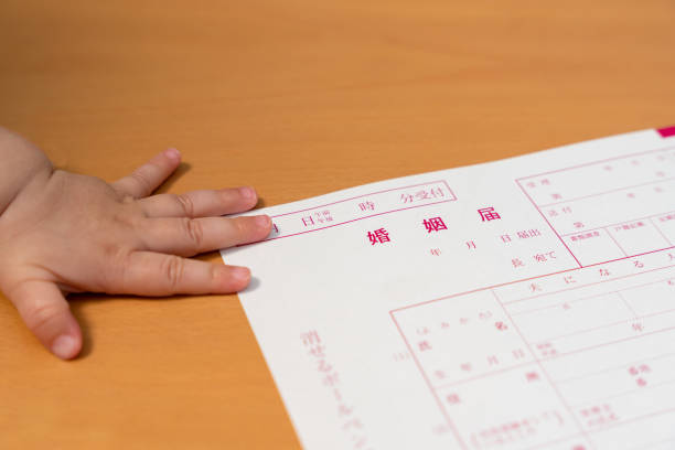 японский материал регистрации брака - contract signing government responsibility стоковые фото и изображения