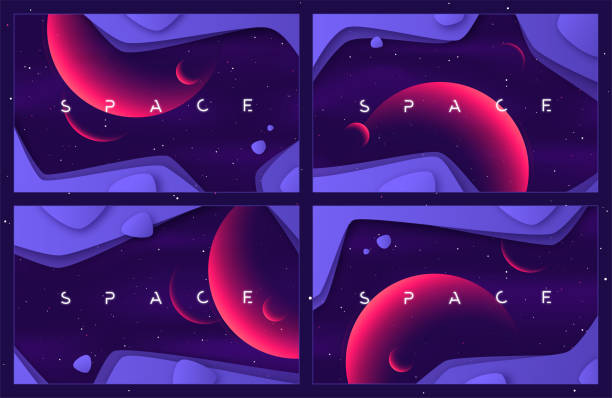 набор векторных абстрактных фонов на тему космического пространства - галактика иллюстрации stock illustrations