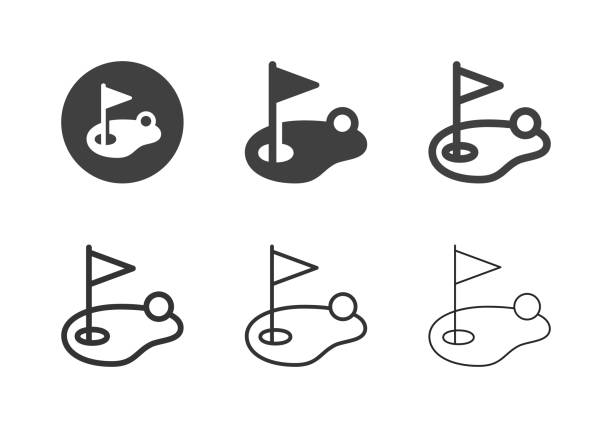 ilustrações de stock, clip art, desenhos animados e ícones de golf course icons - multi series - golf putting green symbol interface icons