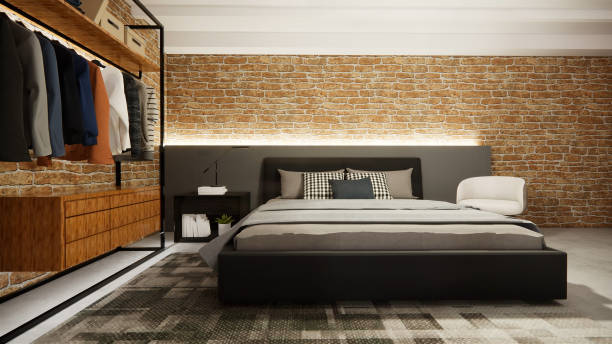 istock 3d rendering. Interior house modern open living space with kitchen.Loft style Duplex apartment residence.Home decoration luxury  interior design. 1219508846