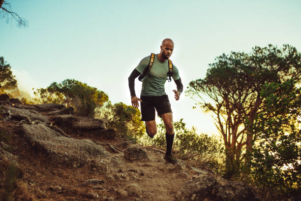 istock Man running on a rocky mountain trail 1219508869