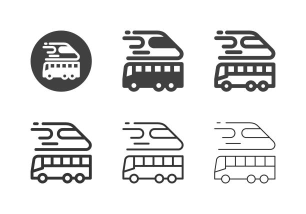 öpnv icons - multi series - electric train illustrations stock-grafiken, -clipart, -cartoons und -symbole