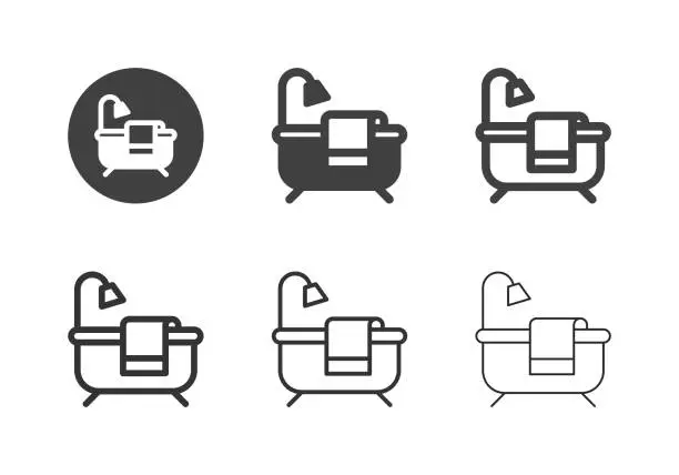 Vector illustration of Bathtub Icons - Multi Series