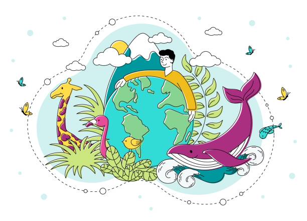 illustrations, cliparts, dessins animés et icônes de sauver l’environnement naturel et la planète - rare