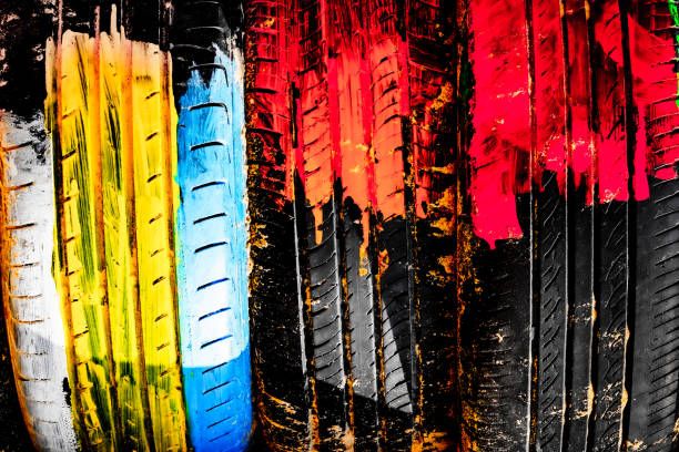 istock Abstract painted art background. Graffiti wall. Car tire texture. 1219514422