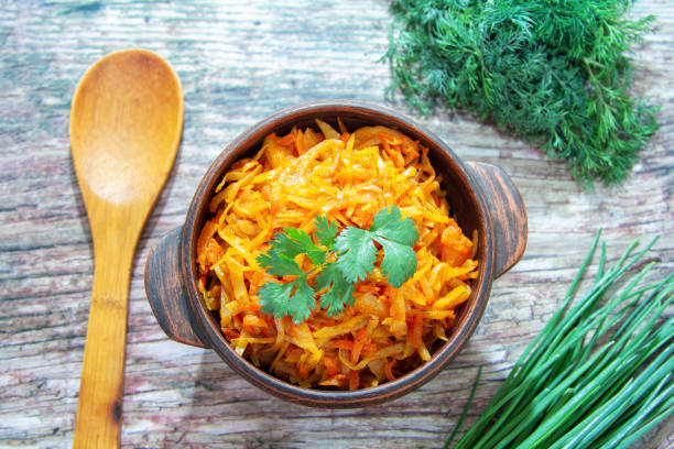 istock Braised cabbage, stewed with tomato sauce, served In a bowl 1219514507