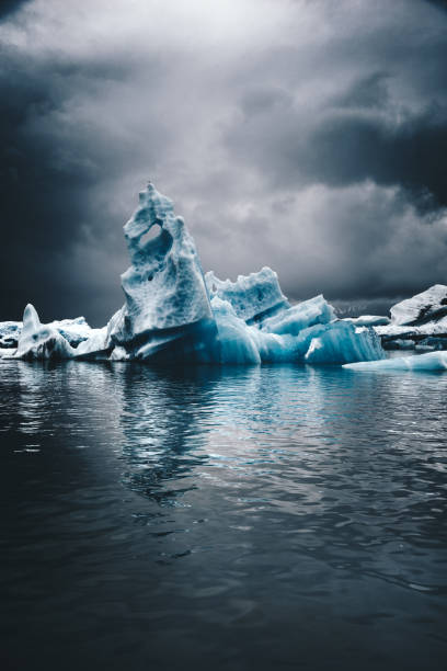 Icebergs floating on the beach Iceland