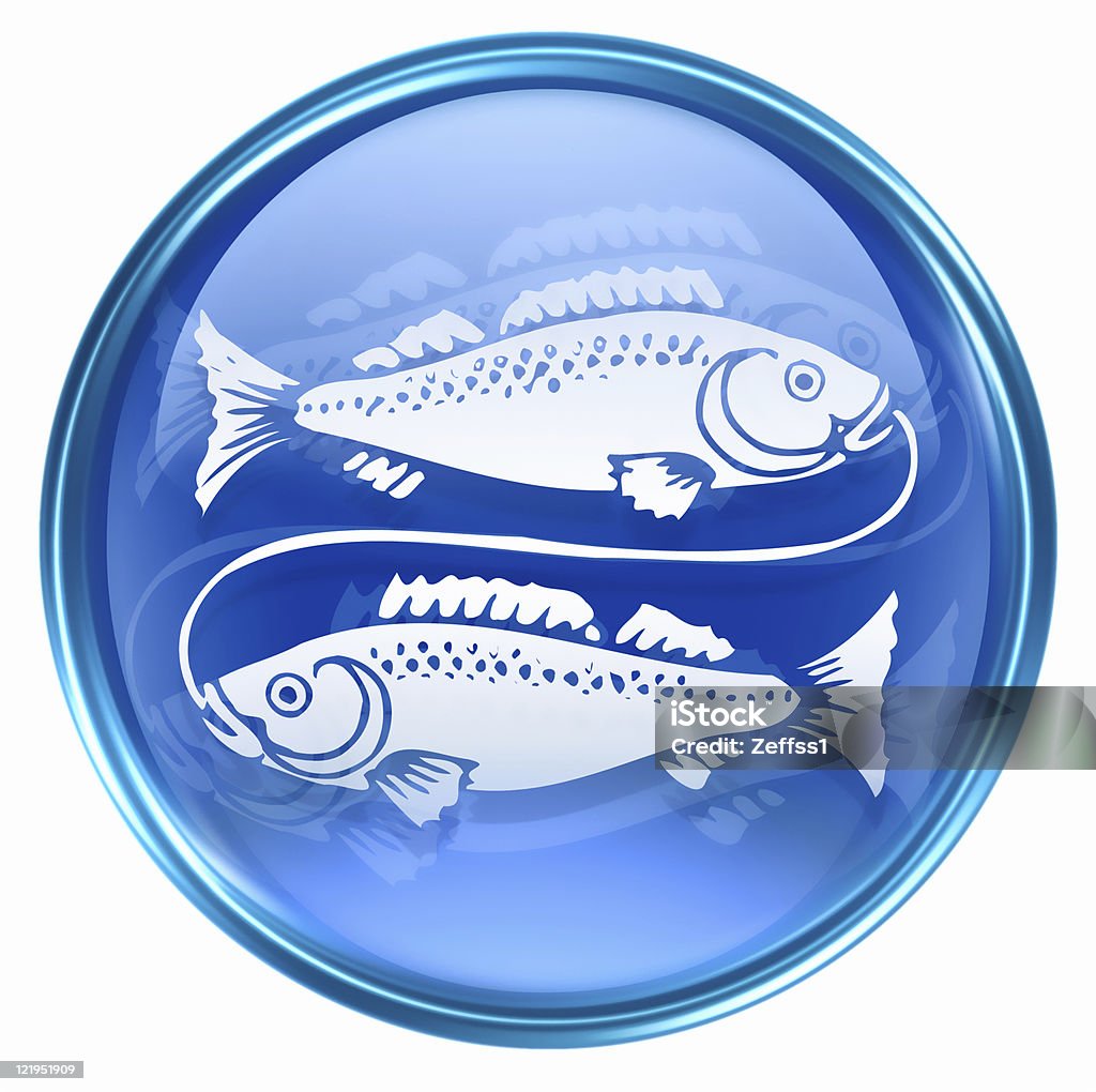 Peixes do Zodíaco ícone azul, isolado no fundo branco. - Royalty-free Artigo de Decoração Ilustração de stock