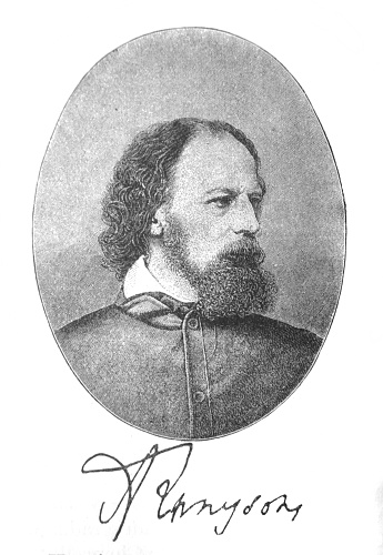 The Alfred, Lord Tennyson's portrait, a british poet in the old book the Great Authors, by W. Dalgleish, 1891, London