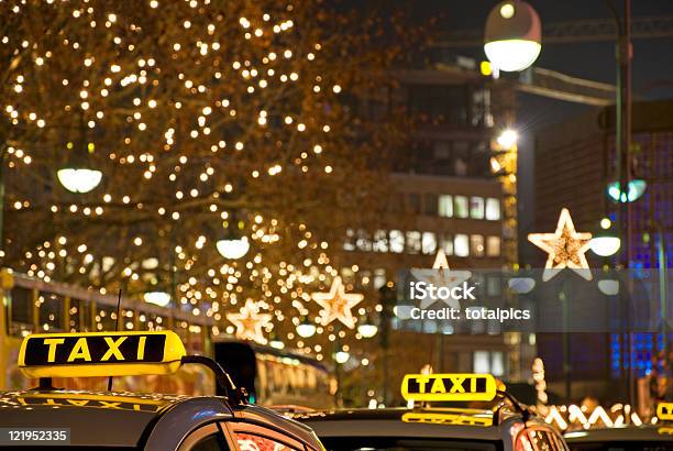 Taxi At Night Stock Photo - Download Image Now - Taxi, Christmas, Berlin