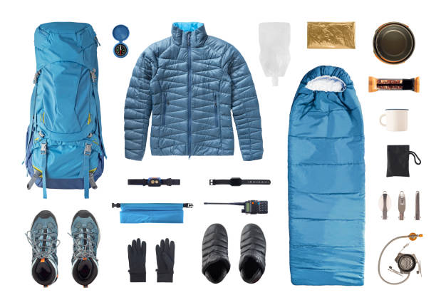 Camping equipment and trekking gear isolated