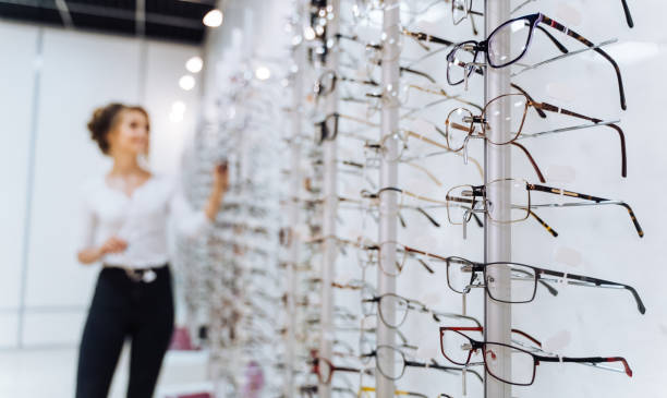 istock Row of glasses at an opticians. 1219524849