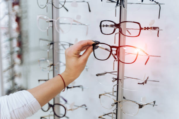 istock Row of glasses at an opticians. 1219525655