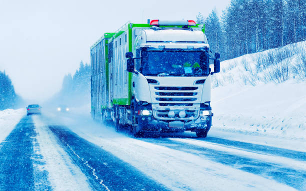 istock Van at road in winter Rovaniemi 1219526015