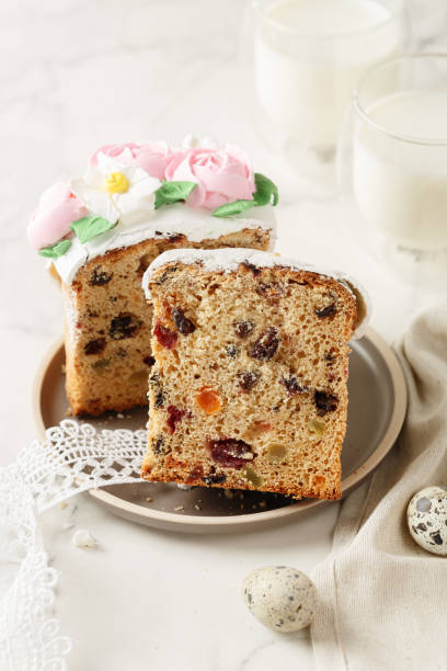 istock Slices of Easter cake with milk 1219526475