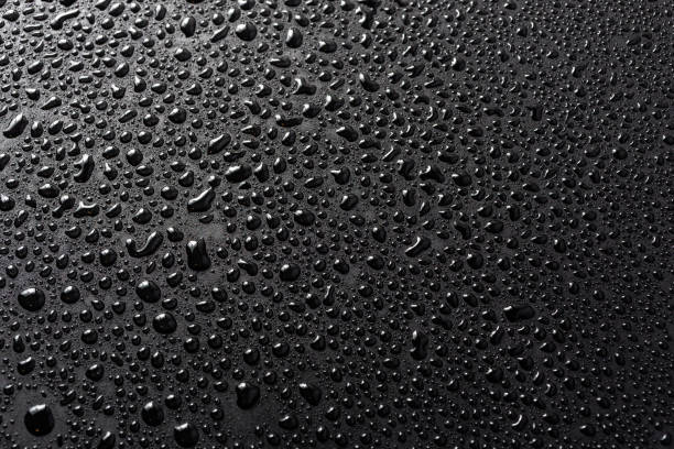 istock close-up view of water drops on black hydrophobic surface macro sith selective cous and background blur 1219527379