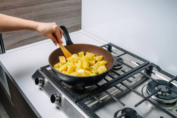 istock Fried potatoes at home in a frying pan 1219527643