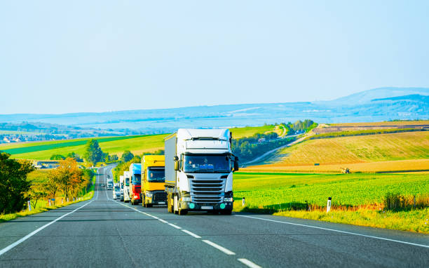 istock Trucks in asphalt road in Poland 1219529049