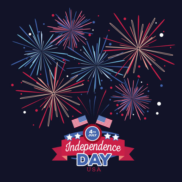 ilustrações de stock, clip art, desenhos animados e ícones de vector holiday firework. independence day of america - vector excitement white red