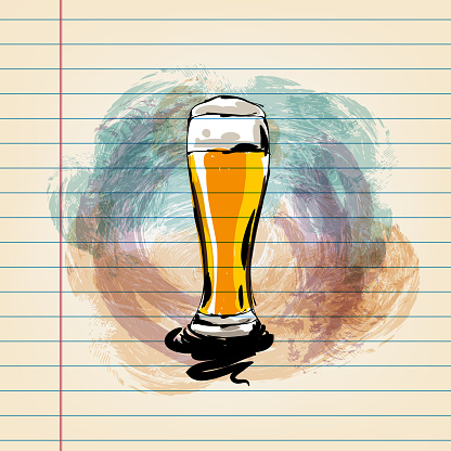 Beer Glass  Drawing on Ruled Paper