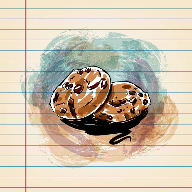 Cookies  Drawing on Ruled Paper Drawing of Cookies  in watercolour style on ruled paper. Elements are grouped.contains eps10 and high resolution jpeg. ruled stock illustrations