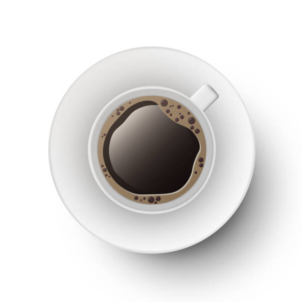 tasse schwarzen kaffee. realistische top-view-vektor-illustration. - coffee aromatherapy black black coffee stock-grafiken, -clipart, -cartoons und -symbole