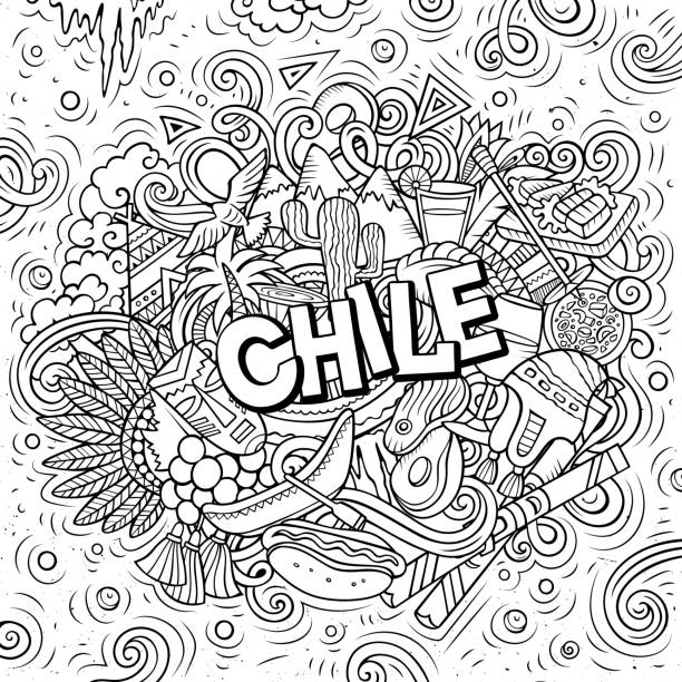 chile ręcznie rysowane kreskówki doodles ilustracji. zabawny design. - ice stock illustrations
