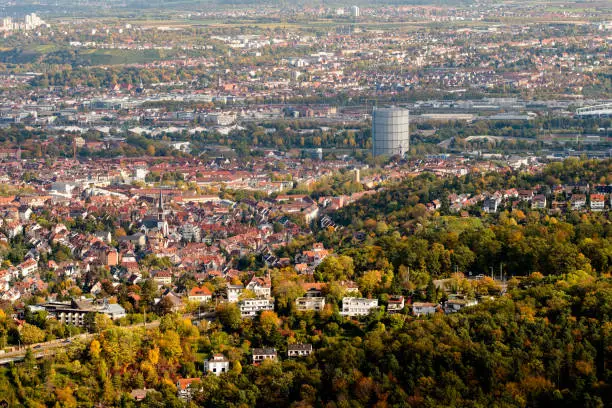 East Stuttgart with gas storage and inustrial area