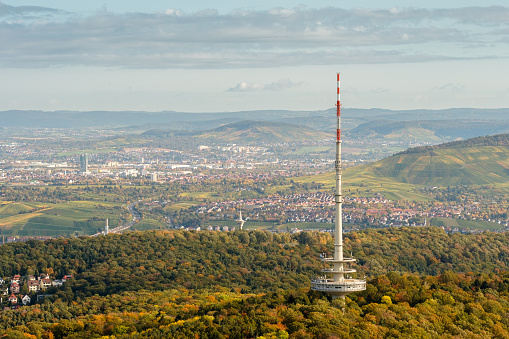 Radio tower on Frauenkopf in Stuttgart Degerloch view