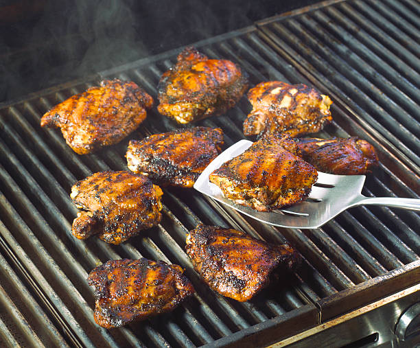 BBQ grilling chicken stock photo