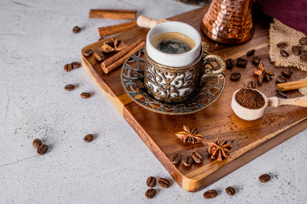 istock Traditional coffee cup turkish style on white background 1219542396