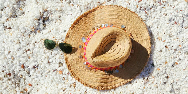 istock Beauty beach with summer accessories 1219543854