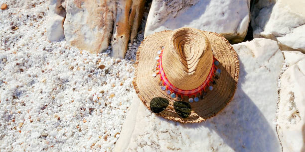 istock Beauty beach with summer accessories 1219544714